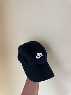 Nike Black Cap with White Swoosh Logo
